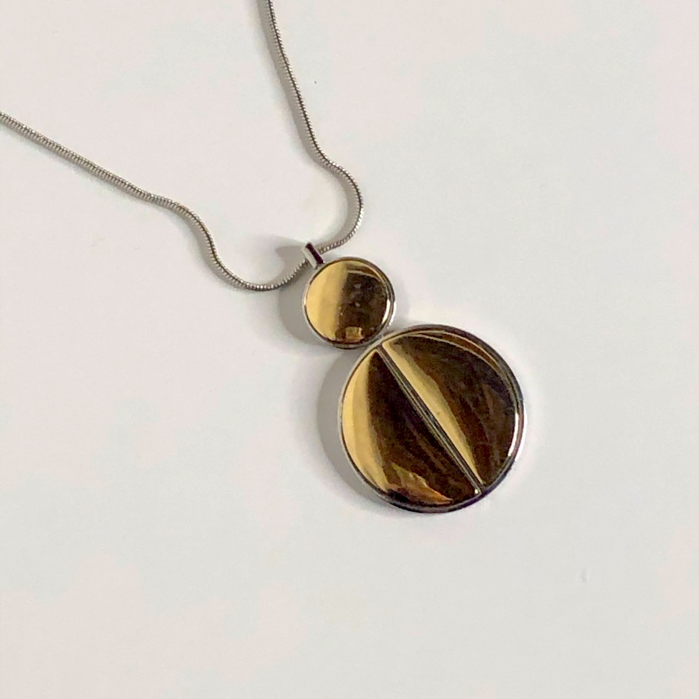 20 inch drop necklace mixed metals gold and silver